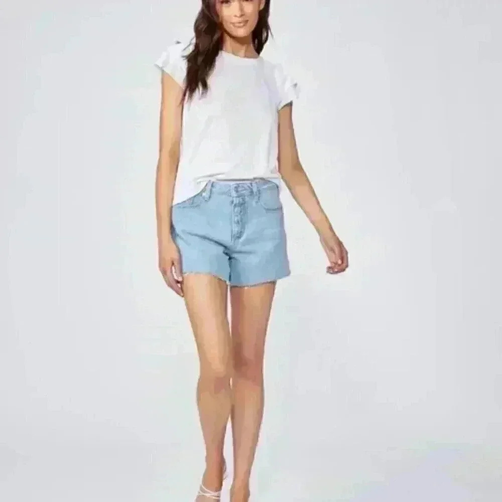 PAIGE Light Blue Denim Jean Shorts